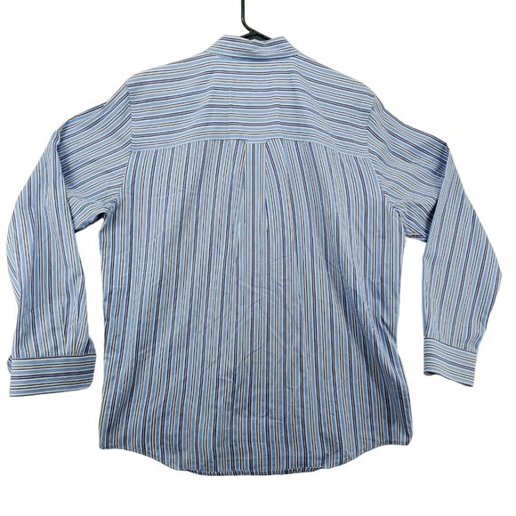 Chaps Shirt Men's Long Sleeve Striped Casual Button Up Striped Blue White Large - Picture 8 of 12